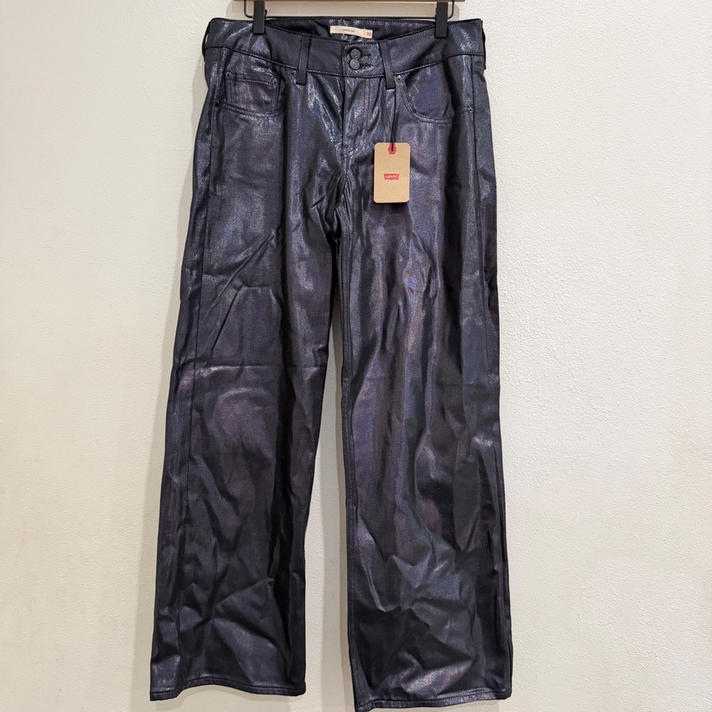 NEW Levis Superlow Pants Womens 30 Metallic Iridescent Wide Leg A74980025